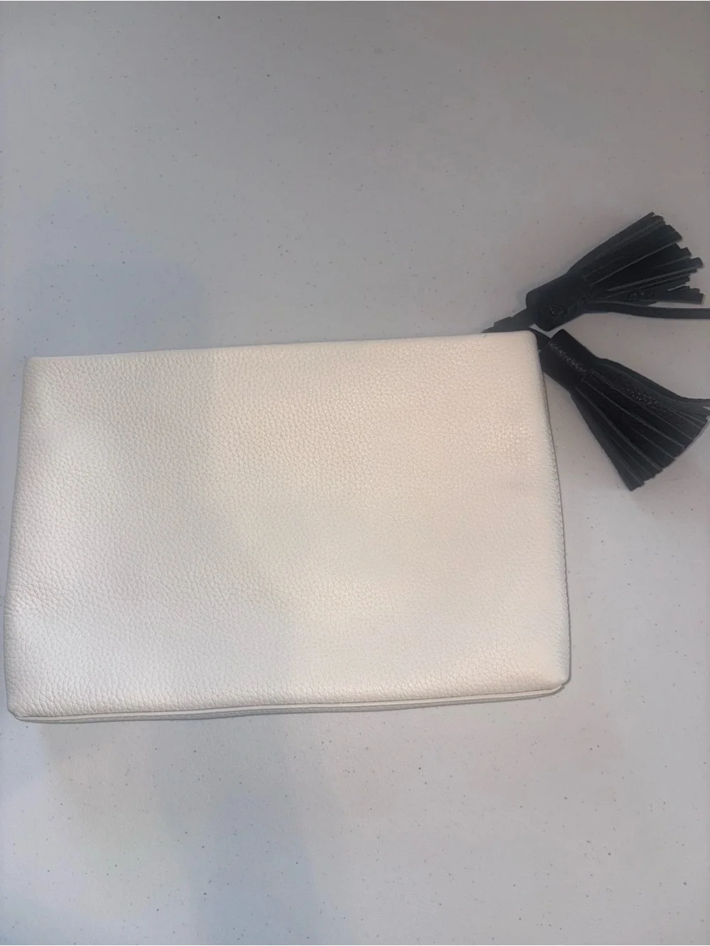 kate spade White and Black Leather Tote with Matching Pouch